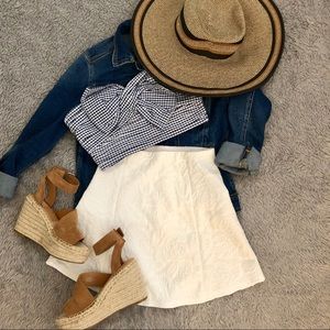 ZARA White Jacquard Skirt Size S